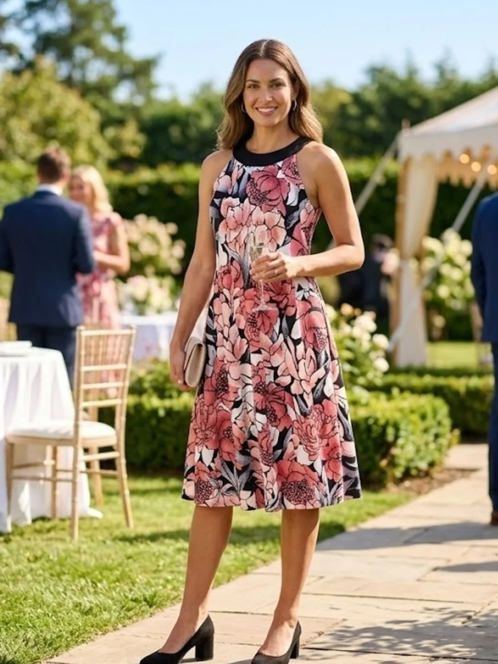 white house black market rose dress Dress, Women's 14 This midi dress is made for effortless stying thats perfect for the season Cutwork Strapless Sheath Dress